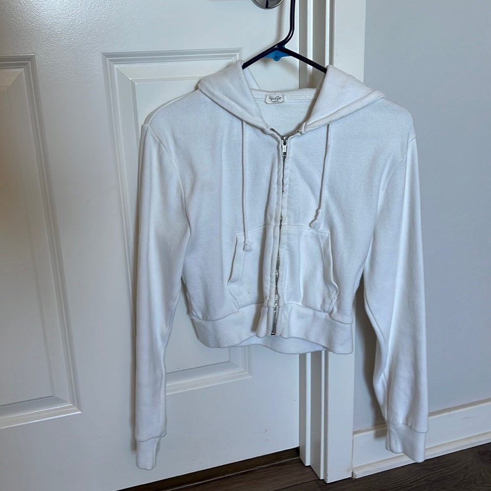 White brandy Melville cropped zip up
